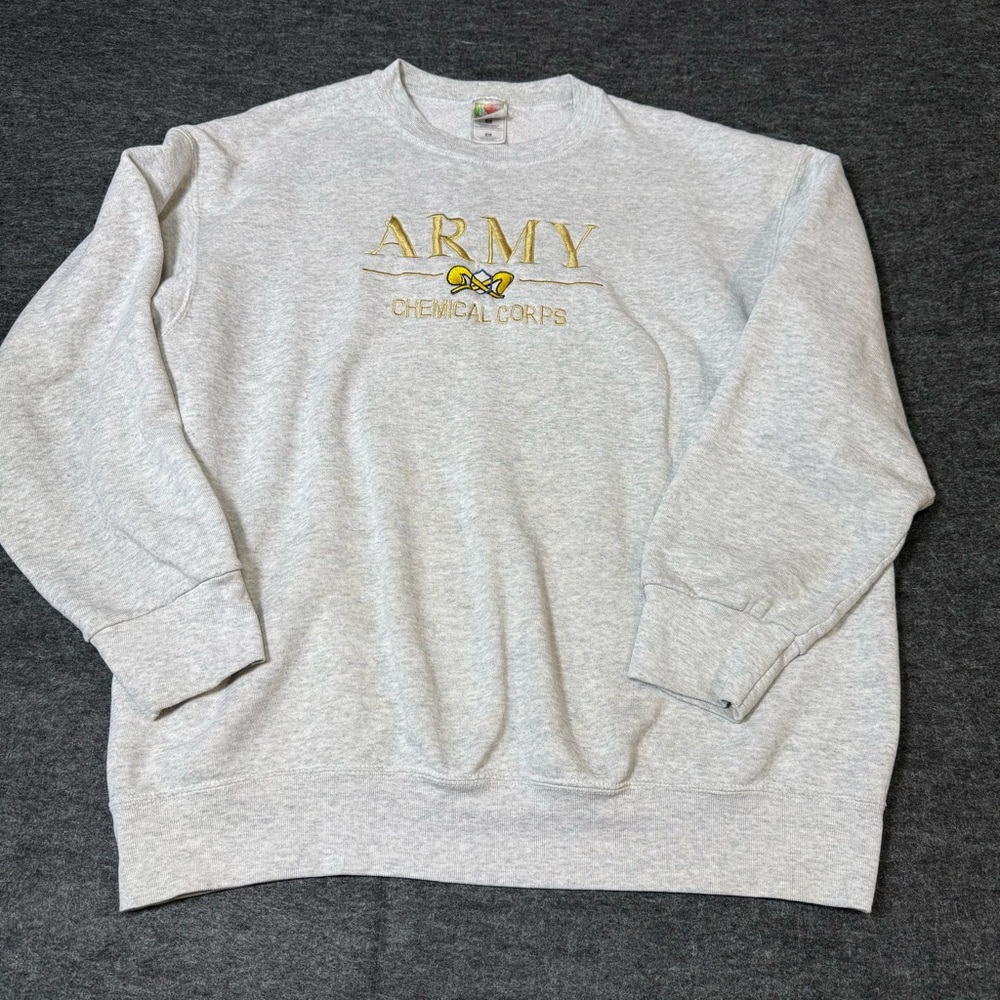 Fruit of the Loom US Army Chemical Corps Sweatshirt XL Gray Embroidered Crewneck